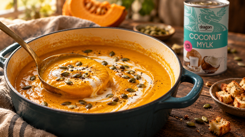 Roasted pumpkin soup with coconut milk