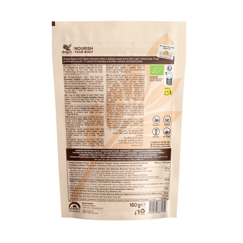 Organic Ceylon Cinnamon Powder, 150 g, Dragon Superfoods