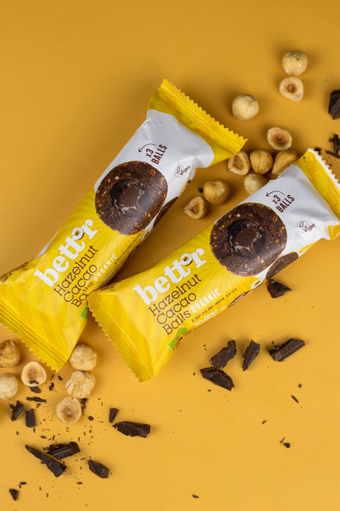 Био плодови топчета с пълнеж от лешници и какао