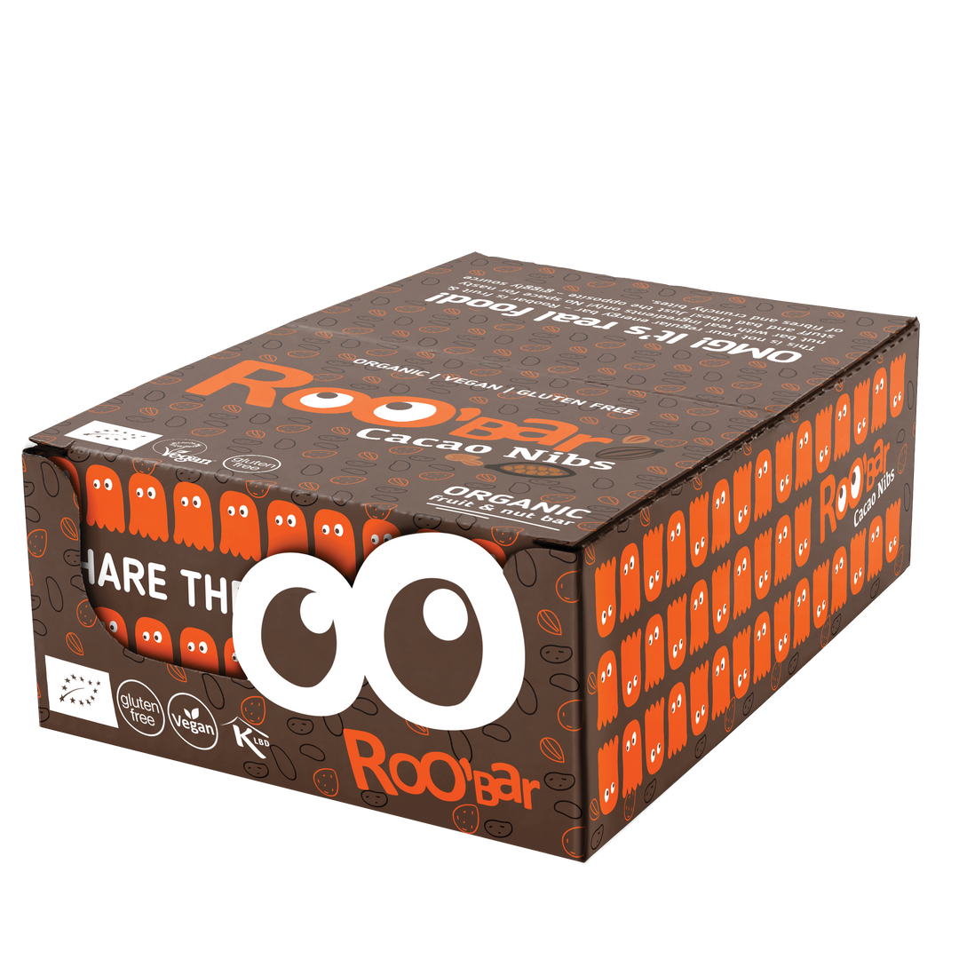 Cacao Nibs Bar, Roobar, Full Box 20x30g – Bettr Food Balkans