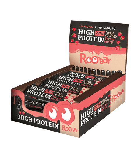 БИО високо протеиново блокче с розов шоколад и ягоди